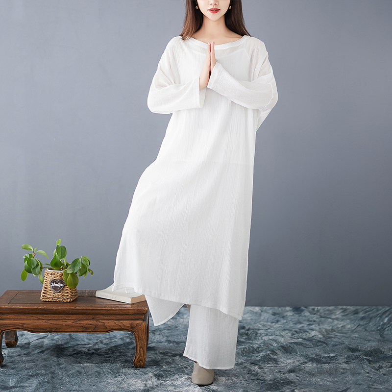 Ethnic Style Dresses - Loose Cotton Linen Dress Women's Large