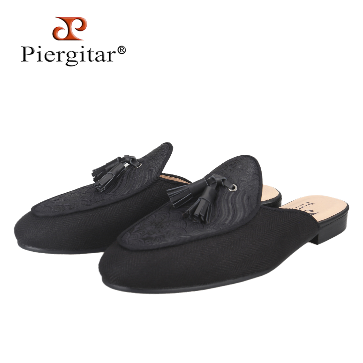 Ethnic Fashion In - Piergitar New Chinese-Style Black Herringbone Linen