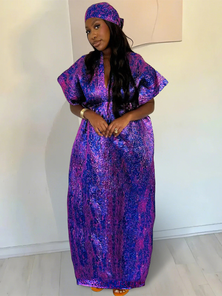 Ethnic Style Dresses - Loose Fit Shiny African Women's Dress