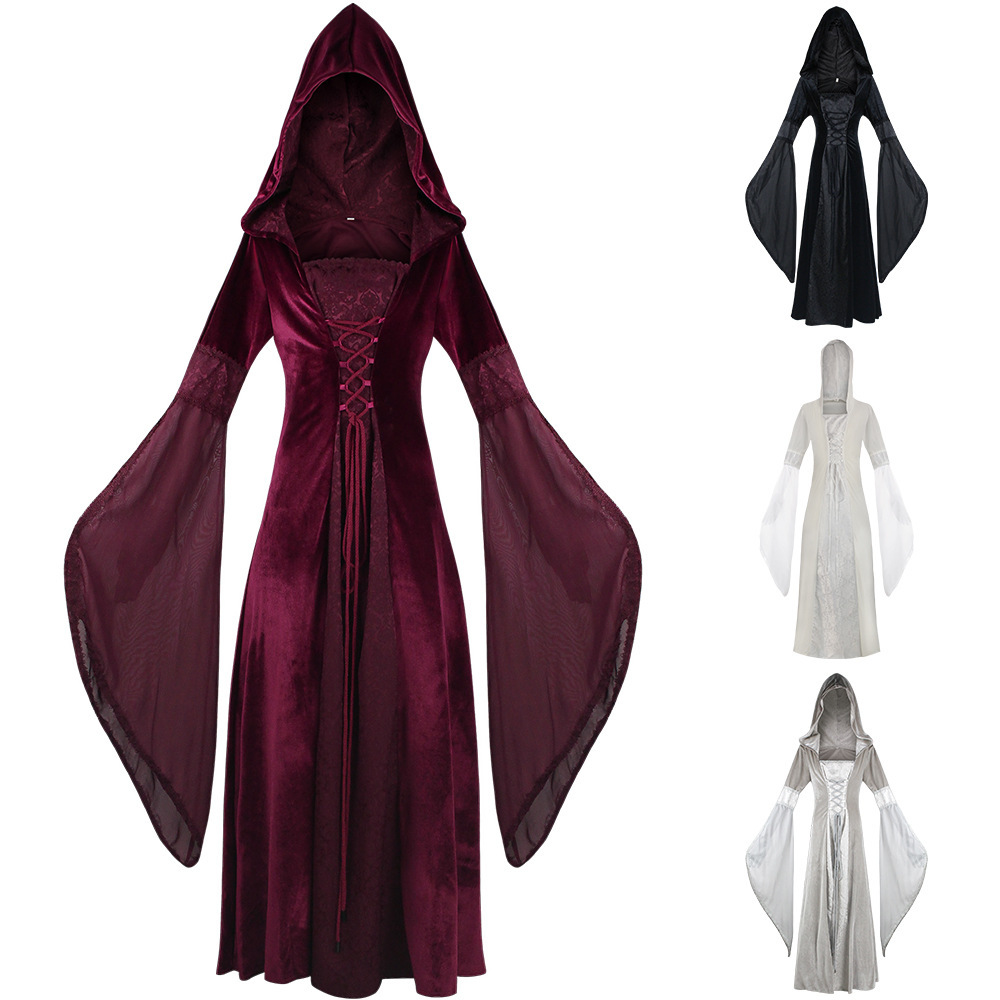 Ethnic Style Dresses - Retro Style Hooded Long Dress Cosplay