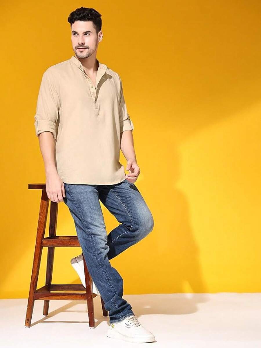 Kurta Men Cotton - Mens Cotton Linen Kurta Shirt Long