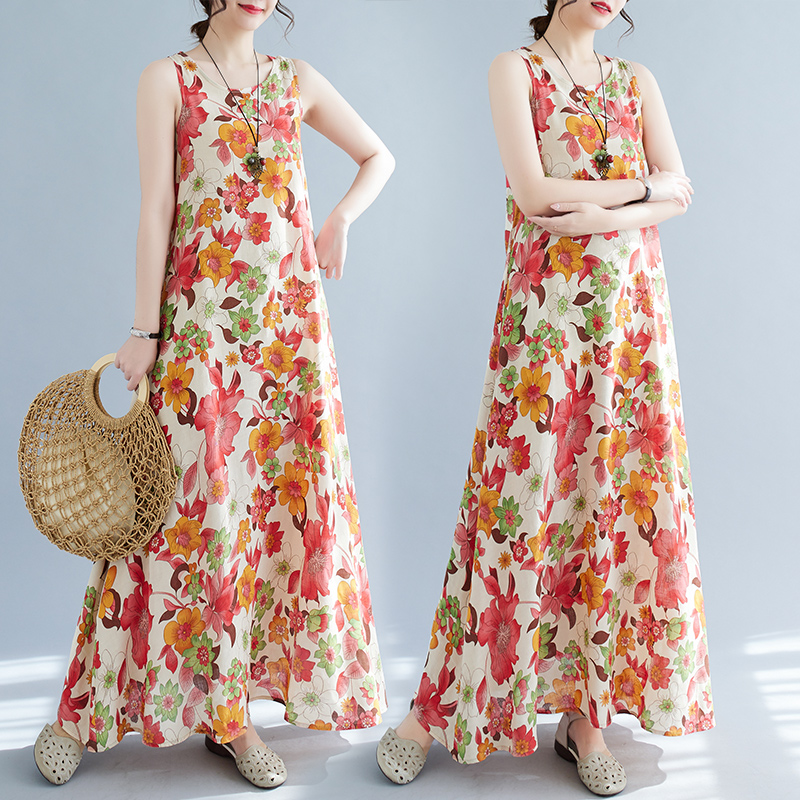 Bohemian Mid-Length Print Dres - đánh giá và giá Ethnic Style Dresses