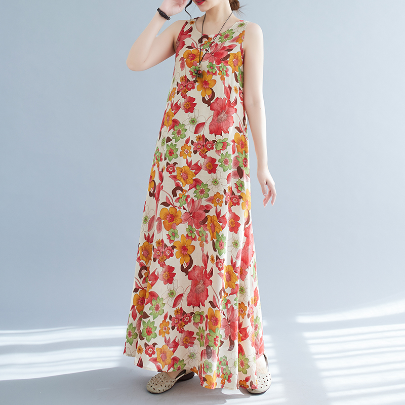 Bohemian Mid-Length Print Dres - đánh giá và giá Ethnic Style Dresses