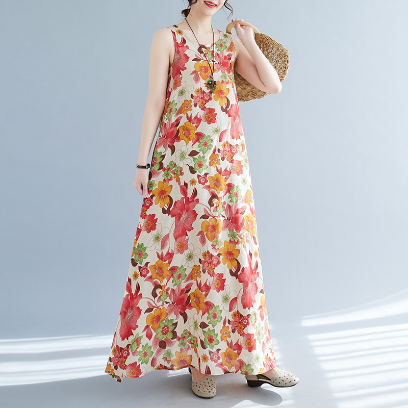 Bohemian Mid-Length Print Dres - đánh giá và giá Ethnic Style Dresses