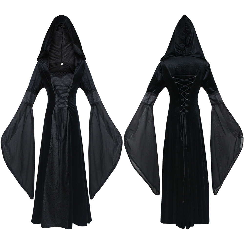 Retro Style Hooded Long Dress  - đánh giá và giá Ethnic Style Dresses